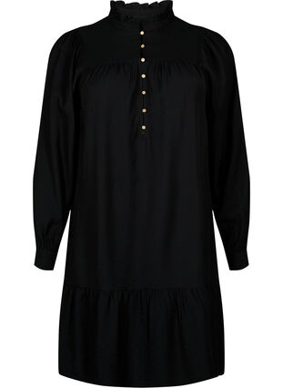 Zizzi Kurzes Kleid mit Rüschenkragen, Black, Packshot image number 0