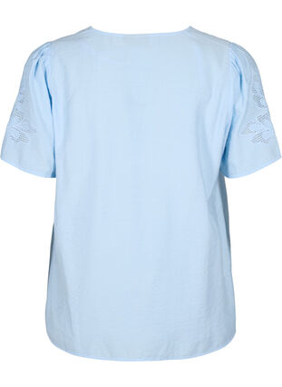 Zizzi  Kurzarm-Bluse aus Viskose mit Stickerei, Chambray Blue, Packshot image number 1