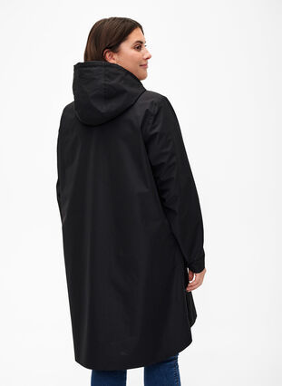 Zizzi Regenjacke mit Taschen und Kapuze, Black, Model image number 1