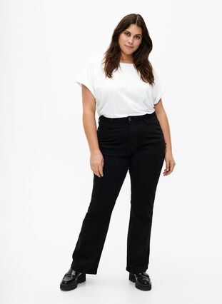 Zizzi Ellen Bootcut-Jeans mit hoher Taille., Black, Model image number 0