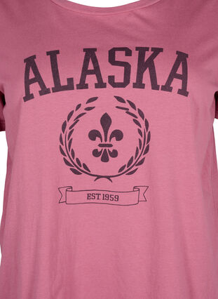 Zizzi T-Shirt aus Baumwolle mit Textmotiv, Malaga W. ALASKA, Packshot image number 2