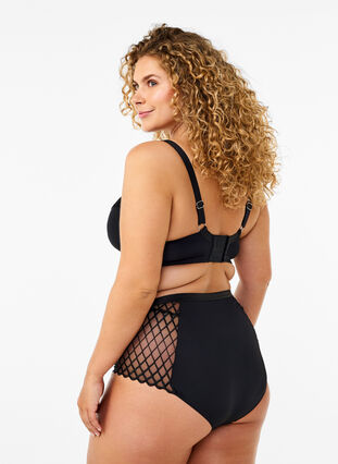 Zizzi Unterhose mit Netzdetail und normaler Taille, Black, Model image number 1