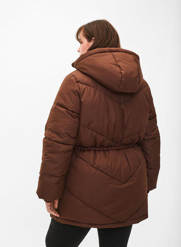 Zizzi Pufferwinterjacke mit Kapuze, Potting Soil, Model image number 1