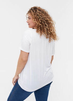 Viskose Kurzarm Weiß mit aus Gummibund 42-60 Zizzi T-Shirt Gr. - - -