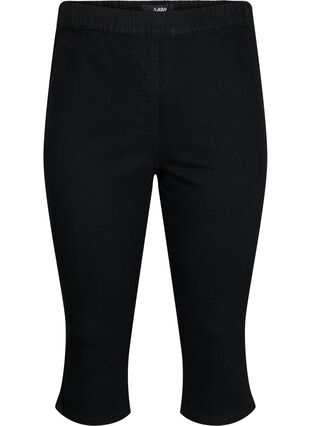 Zizzi FLASH - Hoch taillierte Capri-Hose aus Denim mit Slim Fit, Black, Packshot image number 0