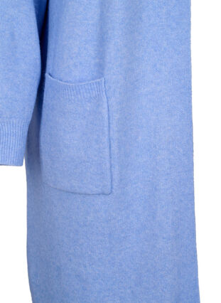 Zizzi Lange Strickjacke mit Taschen, Cornflower Blue Mel., Packshot image number 3