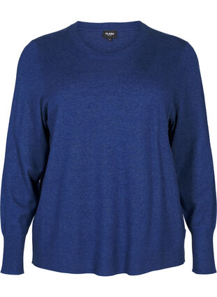 Zizzi FLASH – Strickpullover mit Rundhalsausschnitt, Estate Blue Mel., Packshot image number 0