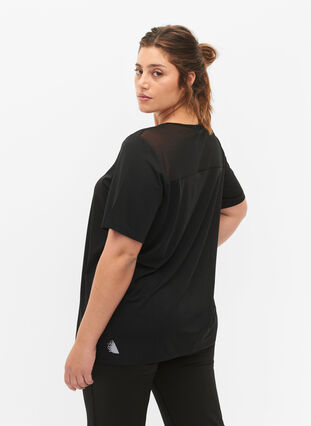 Zizzi Kurzärmeliges Trainings-T-Shirt mit Mesh, Black, Model image number 1