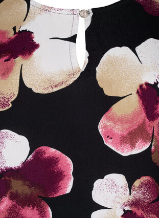 Zizzi  Viskosebluse mit Print und Kittel, Black Pink FlowerAOP, Packshot image number 2