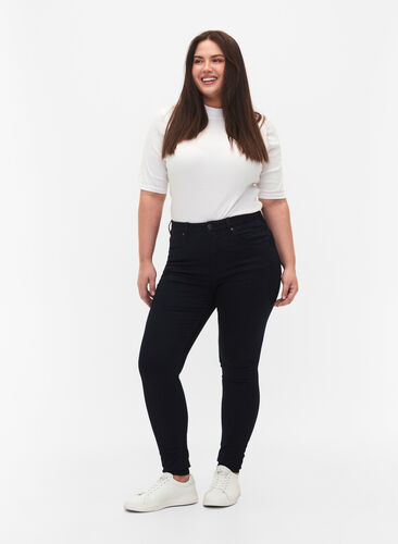 Zizzi Super Slim Amy Jeans mit hoher Taille, Unwashed, Model image number 0