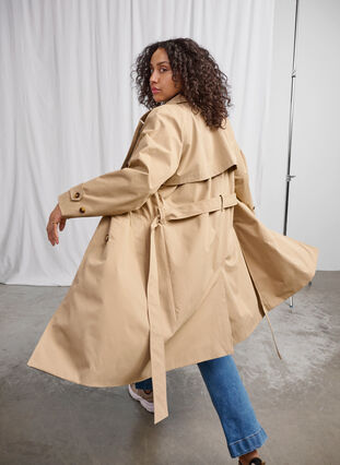 Zizzi Klassischer langer Trenchcoat mit Gürtel, Chinchilla, Image image number 0