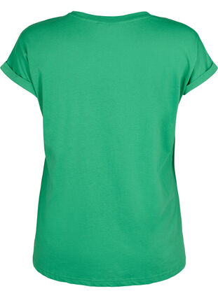 Zizzi Kurzärmliges T-Shirt aus einer Baumwollmischung, Kelly Green, Packshot image number 1
