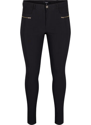 Zizzi Enganliegende Hose mit Reißverschlüssen, Black, Packshot image number 0