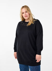 Sweat-Tunika mit Metalldetails, Black, Model