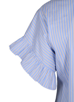 Zizzi Gestreifte Bluse mit Schößchen- und Rüschendetails, Blue Stripe, Packshot image number 3