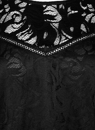 Zizzi Bluse mit Spitze und kurzen Ärmeln, Black, Packshot image number 2