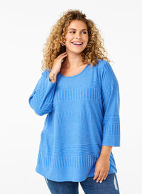 Bluse mit 3/4-Ärmeln und Streifenmuster, Princess Blue Mel., Model