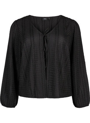 Zizzi Strickjacke mit Bändern, Black, Packshot image number 0