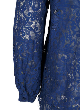 Zizzi  Spitzenbluse mit Schleifen-Detail, Estate Blue, Packshot image number 3