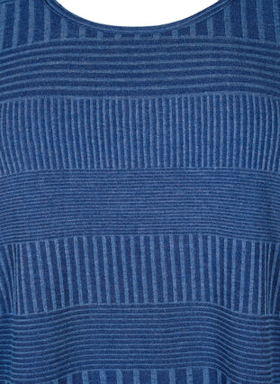 Zizzi Bluse mit 3/4-Ärmeln und Streifenmuster, Estate Blue Melange, Packshot image number 2