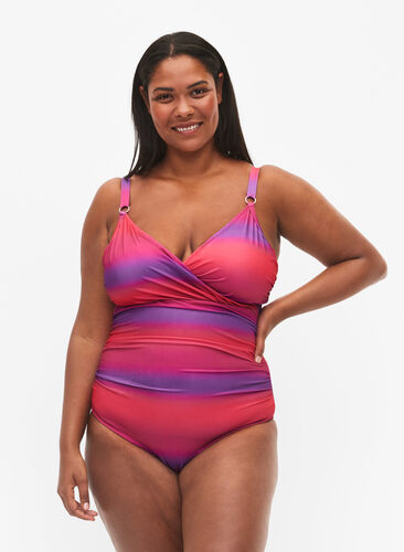 Bedruckter Badeanzug mit weicher 42-60 Pink - Wattierung Gr. - Zizzi 