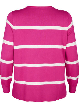 Zizzi Gestrickte Viskosebluse mit Streifen, Fuchsia Red Comb, Packshot image number 1