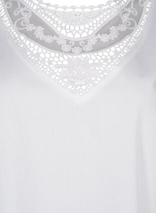 Zizzi Kurzärmelige Bluse mit Spitzendetail, Bright White, Packshot image number 2