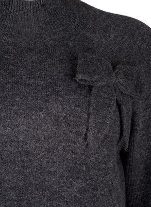 Zizzi  Strickbluse mit Schleifen-Detail, Dark Grey White Mel., Packshot image number 2