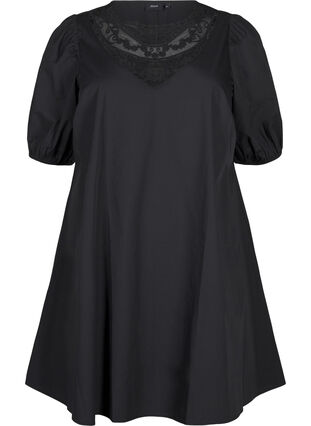 Zizzi Kurzes Kleid mit Spitzendetails, Black, Packshot image number 0