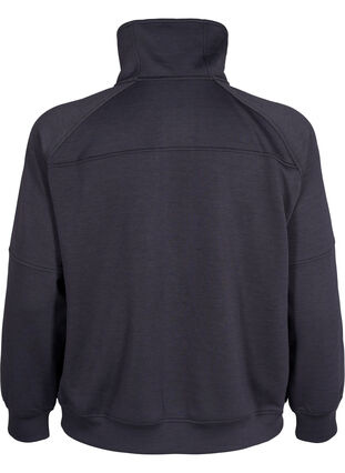 Zizzi Sportliches Sweatshirt mit hohem Kragen und Reißverschluss, Asphalt, Packshot image number 1