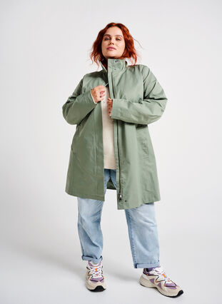 Zizzi Jacke mit Taschen und hohem Kragen, Sea Spray, Image image number 0
