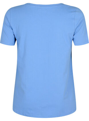 Zizzi Einfarbiges basic T-Shirt aus Baumwolle, Blue Bonnet, Packshot image number 1