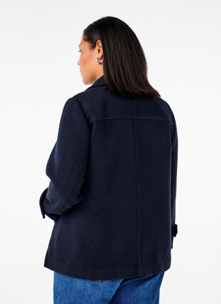 Zizzi Kurzer Wollmantel mit Taschen, Dark Navy, Model image number 1