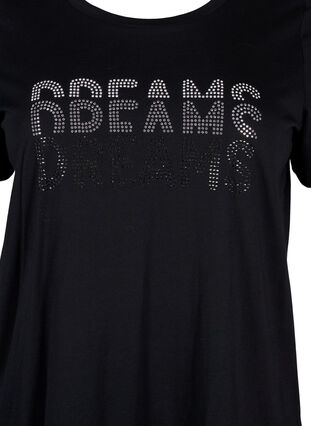 Zizzi T-Shirt aus Baumwolle mit Strass-Motiv, Black w. Dream, Packshot image number 2