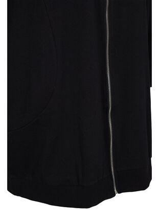 Zizzi Lange Sweatjacke aus Baumwolle mit Kapuze, Black, Packshot image number 3