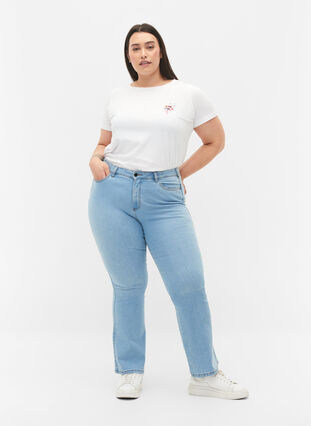 Zizzi Ellen Bootcut-Jeans mit hoher Taille., Ex Lgt Blue, Model image number 0