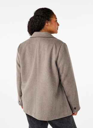 Zizzi Wollblazer mit angerauter Textur, Desert Taupe Mel., Model image number 1