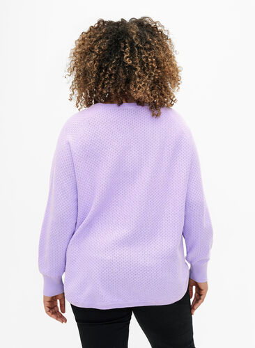 Zizzi Pullover aus Bio-Baumwolle mit Strukturmuster, Lavender, Model image number 1