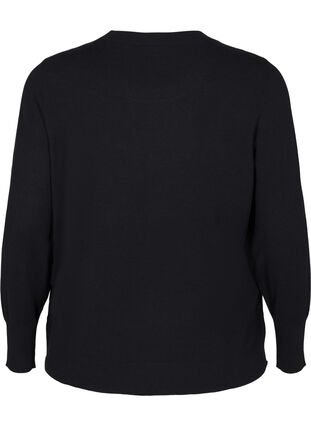 Zizzi FLASH – Strickpullover mit Rundhalsausschnitt, Black, Packshot image number 1