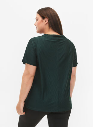 Zizzi Trainings-T-Shirt mit V-Ausschnitt und Muster, Scarab, Model image number 1